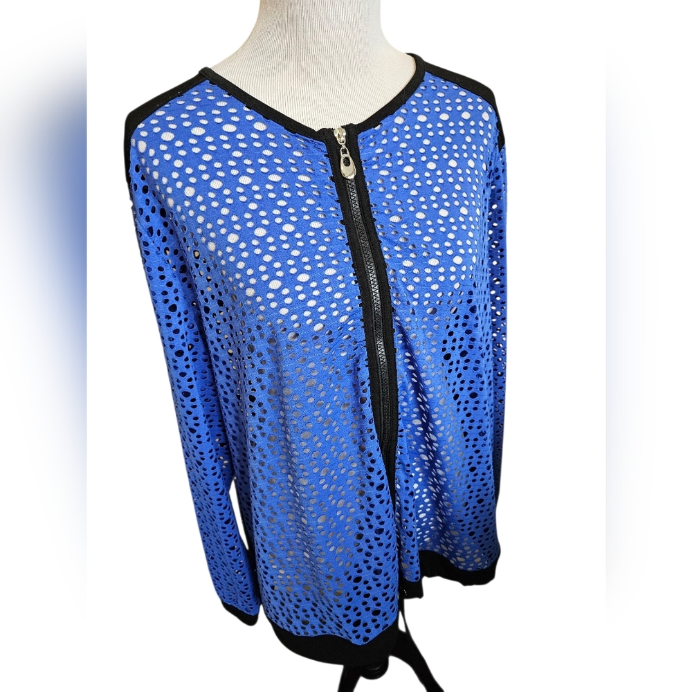Blue and Black Zip-Up Ilet Lightweight Jacket Size 2 X.